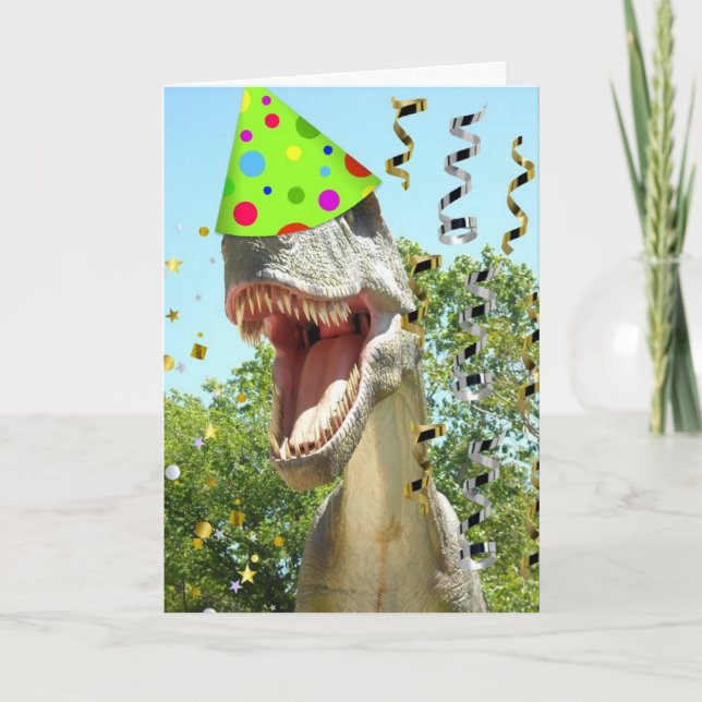 Grattis på födelsedagen T-Rex Dinosaur Kort (Framsida)