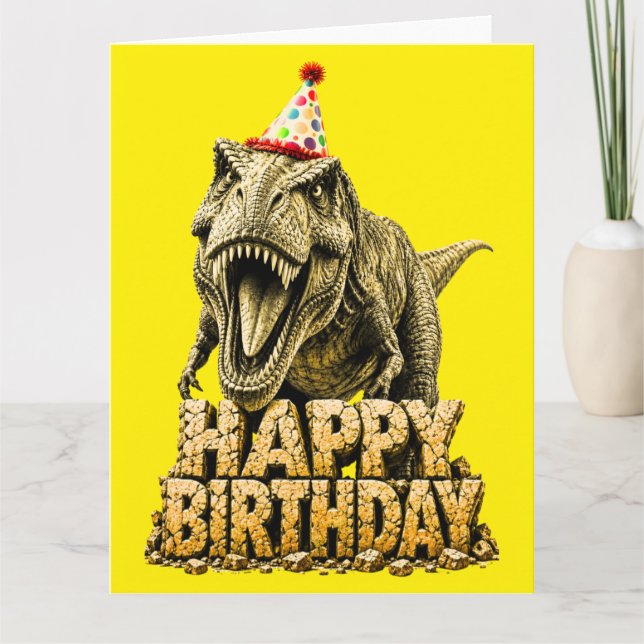 Grattis på födelsedagen T-Rex Kort (Framsida)