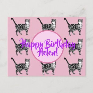 Grattis på födelsedagen Tabby Cat Womans Name Post Vykort