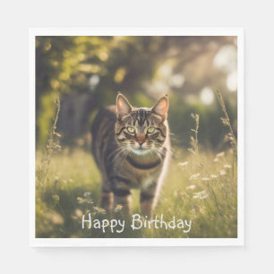 Grattis på födelsedagen Tabby katt Pappersservett