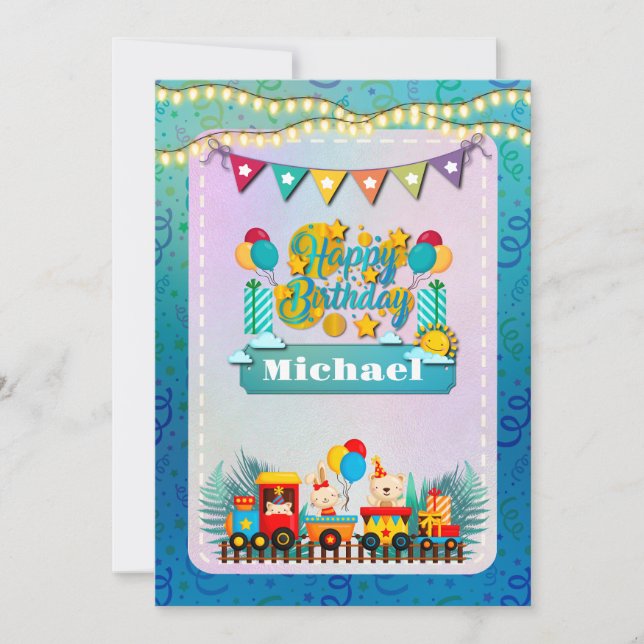 Grattis på födelsedagen Tåg med friska djur Önskem (Framsida)