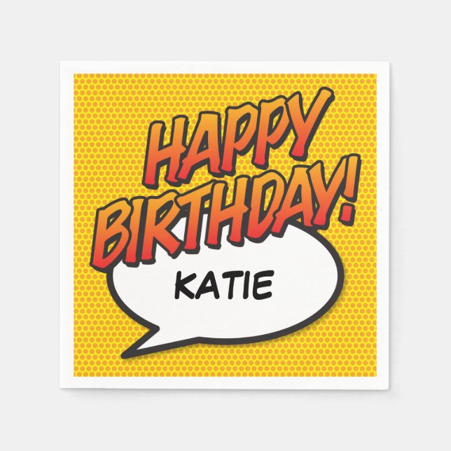 GRATTIS PÅ FÖDELSEDAGEN Tal Bubble Roligt Retro Te Pappersservett (Framsidan)