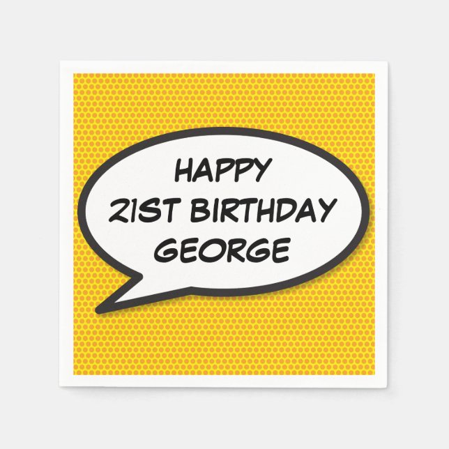 GRATTIS PÅ FÖDELSEDAGEN Tal Bubble Roligt Tecknad  Pappersservett (Framsidan)