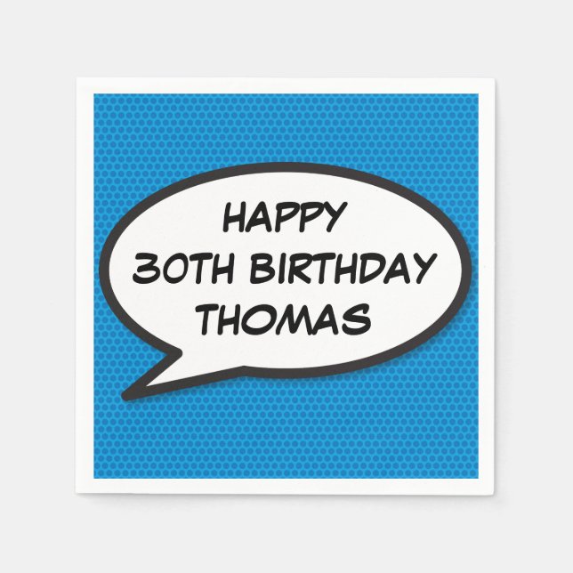 GRATTIS PÅ FÖDELSEDAGEN Talarbubbla Kul Retro Seri Pappersservett (Framsidan)