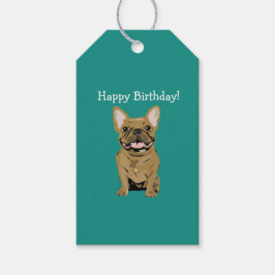 Grattis på födelsedagen - Tan French Bulldog Presentetikett