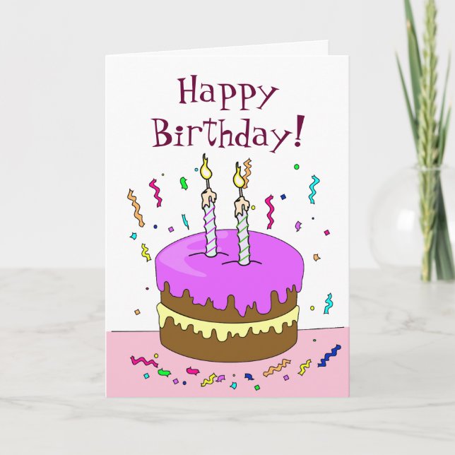 Grattis på födelsedagen! Tårta 2 ÅR Kort (Framsida)