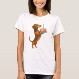 Grattis på födelsedagen tårta dachshund valp wiene t shirt