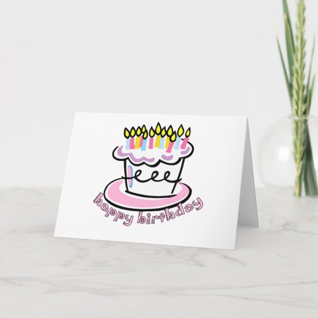 Grattis på födelsedagen tårta kort (Framsida)