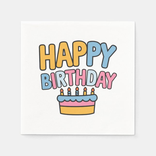 Grattis på födelsedagen tårta pappersservett (Framsidan)