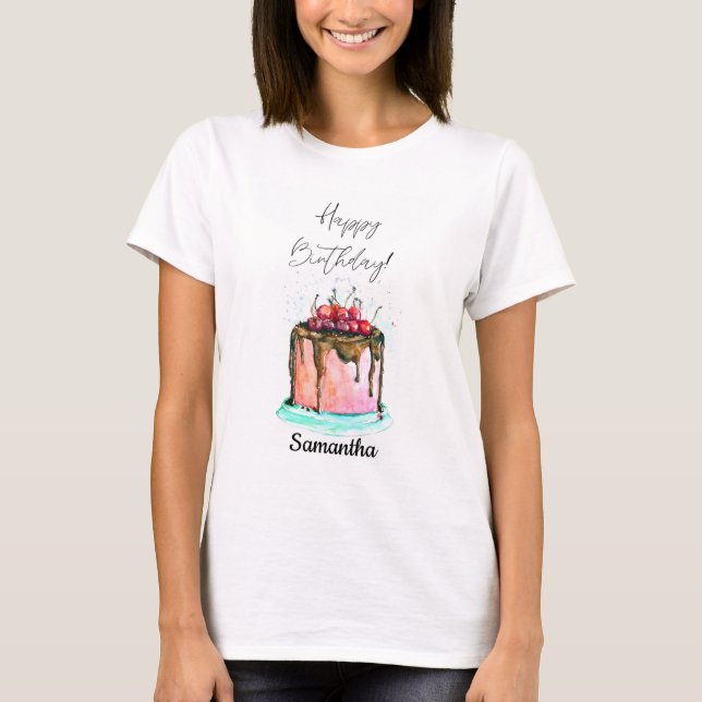 Grattis på födelsedagen Tårta   T Shirt (Framsida)