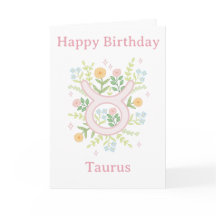 Grattis på födelsedagen Taurus Blommig Illustratio