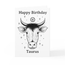 Grattis på födelsedagen Taurus Ox Handritad