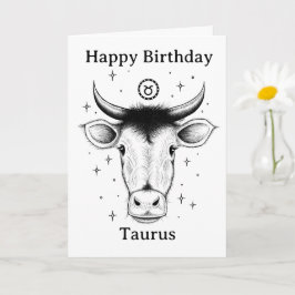 Grattis på födelsedagen Taurus Ox Handritad Kort