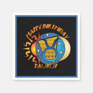 Grattis på födelsedagen Taurus Zodiac Birth Sign N Pappersservett