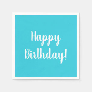 Grattis på födelsedagen Teal White Typography Part Pappersservett