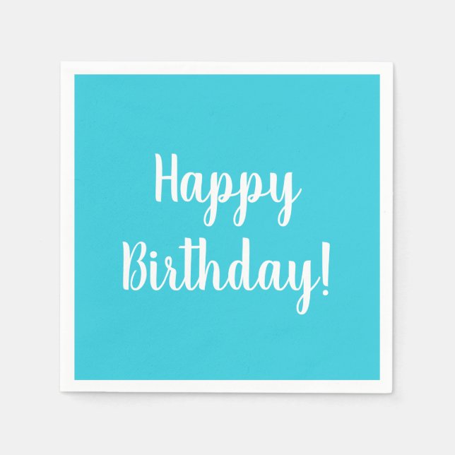 Grattis på födelsedagen Teal White Typography Part Pappersservett (Framsidan)