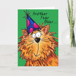 Grattis på födelsedagen Tecknad Cat Crazy Cat Dam Kort