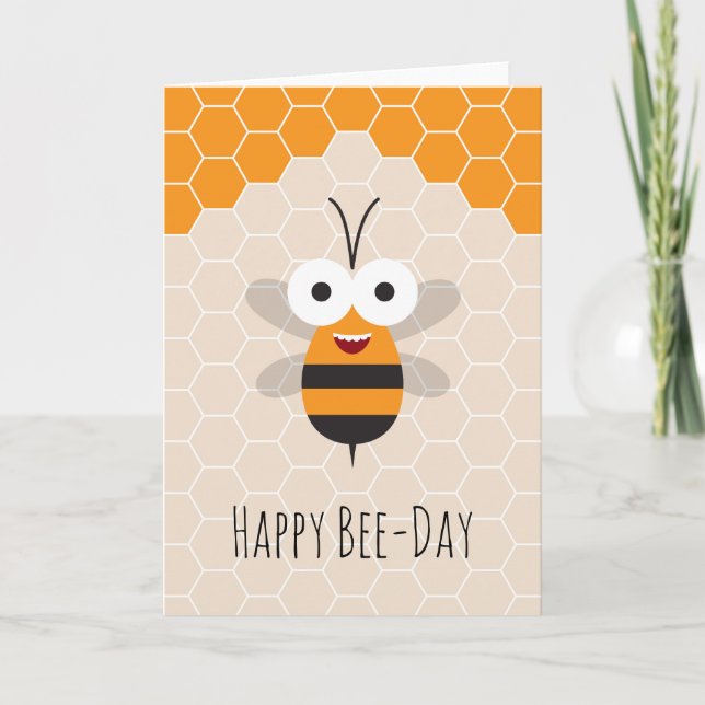 Grattis på födelsedagen Tecknad Cute Honungsbee Ho Kort (Framsida)