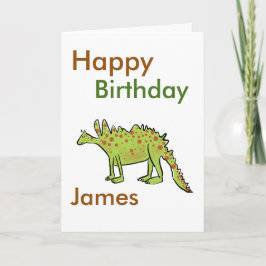 Grattis på födelsedagen tecknad grönt dinosauripoj kort
