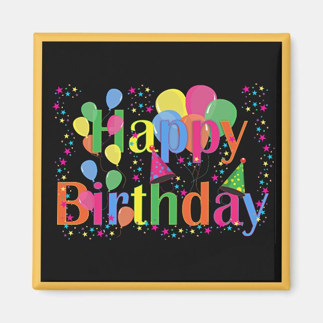 Grattis på födelsedagen, tid till firande, magnet (Framsidan)