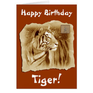 Grattis på födelsedagen Tiger!-Kinesisk astrologi Hälsningskort