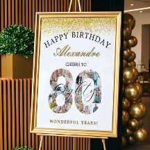 Grattis på födelsedagen till 80 års fotokollage