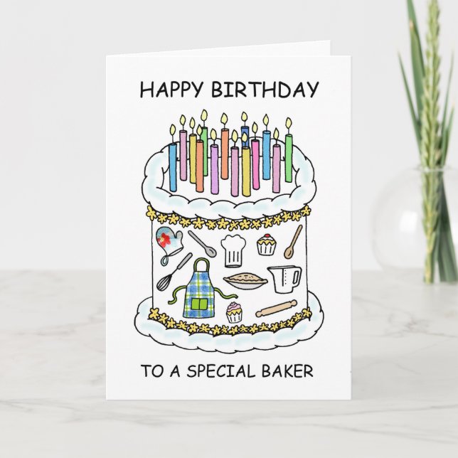 Grattis på födelsedagen till Baker Chef eller Cook Kort (Framsida)