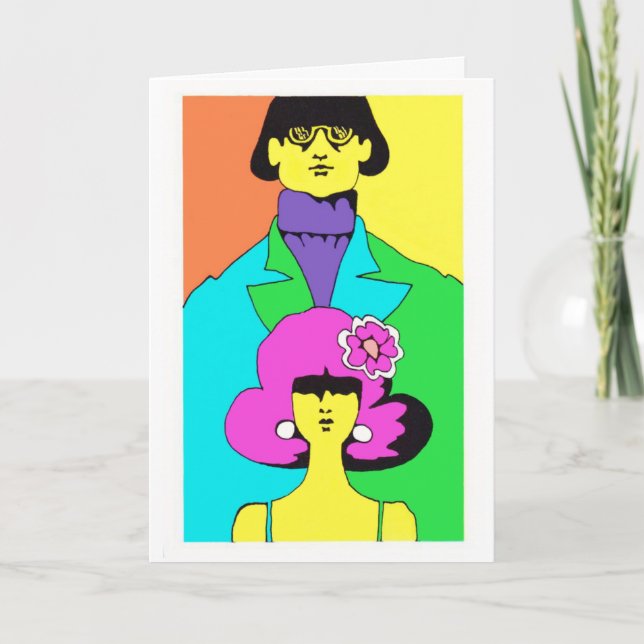 Grattis på födelsedagen till den Groovy damen Kort (Framsida)