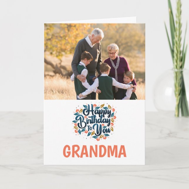 Grattis på födelsedagen till dig Grandma Photo Car Kort (Framsida)