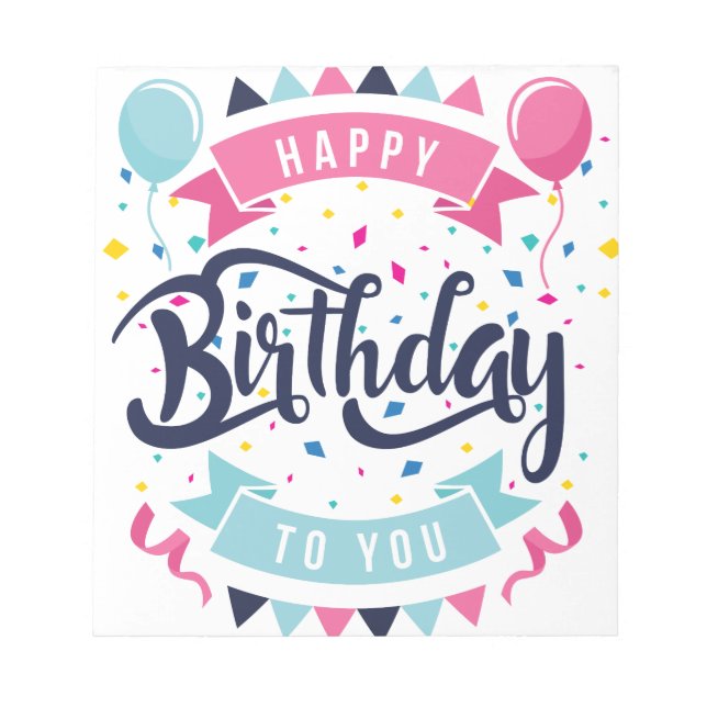 Grattis på födelsedagen till dig konetti och bunt anteckningsblock (Framsida)