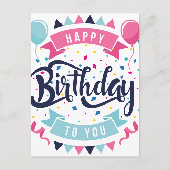 Grattis på födelsedagen till dig konetti och bunt vykort (Framsida)