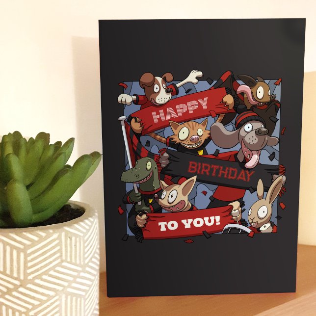 Grattis på födelsedagen till dig Party Animals Bla Kort (Skapare uppladdad)