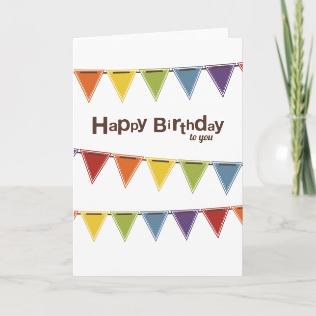 Grattis på födelsedagen till dig | Rainbow Bunting Kort (Framsida)