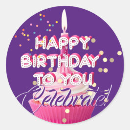 Grattis på födelsedagen till dig runt klistermärke