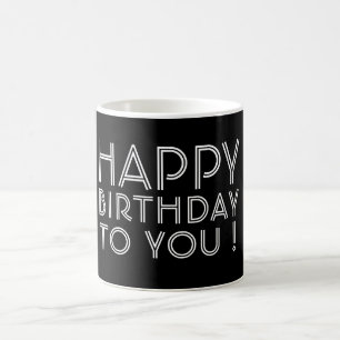 "Grattis på födelsedagen till dig!" Svartvit Kaffemugg