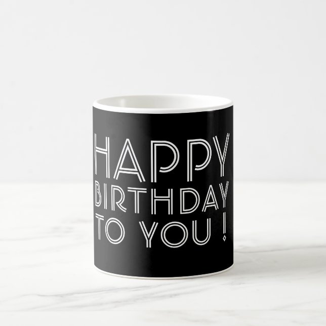 "Grattis på födelsedagen till dig!" Svartvit Kaffemugg (Center)