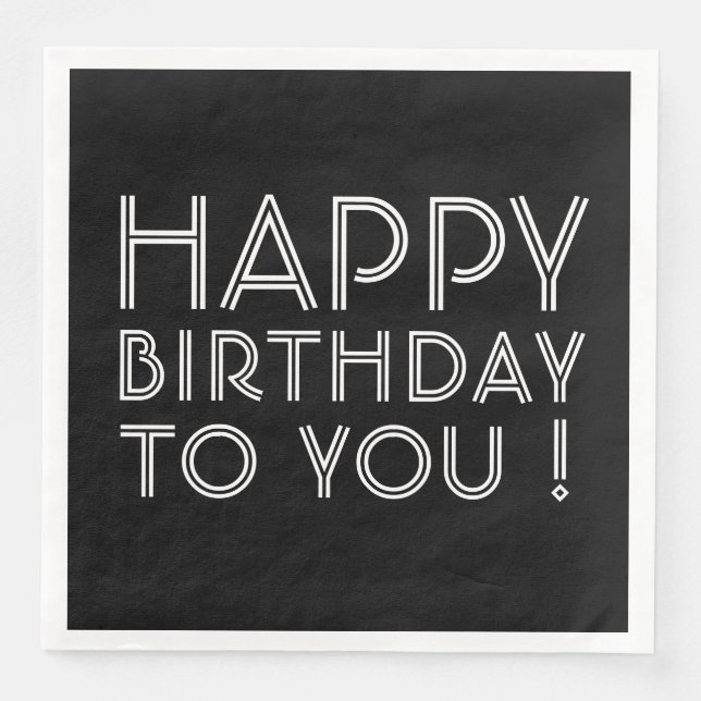 "Grattis på födelsedagen till dig!" Svartvit Pappersservett (Framsida)