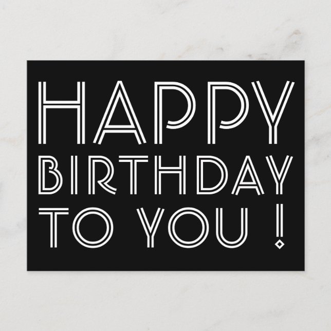 "Grattis på födelsedagen till dig!" Svartvitt Vykort (Framsida)