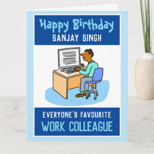 Grattis på födelsedagen till en asiatisk arbetskam kort