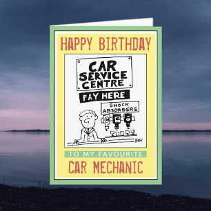 Grattis på födelsedagen till en bilmekanism kort
