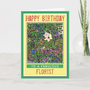 Grattis på födelsedagen till en blomsterhandlare. kort