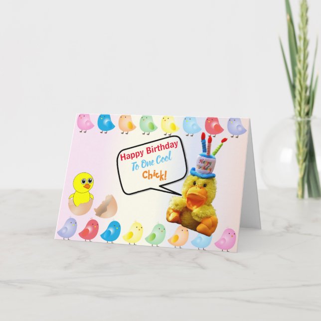 Grattis på födelsedagen till en Coola Chick Kort (Framsida)