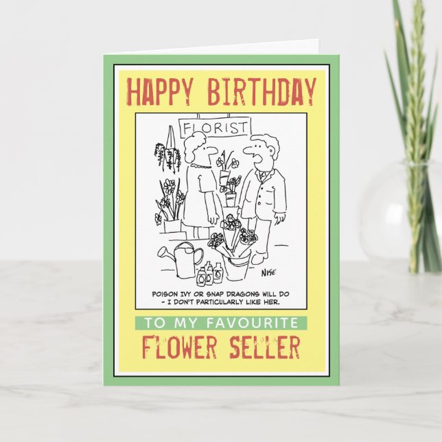 Grattis på födelsedagen till en Florist- eller Flo Kort (Framsida)