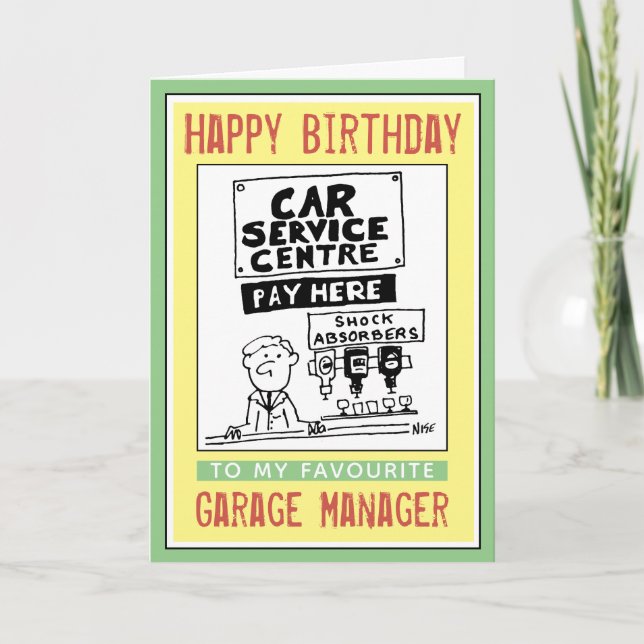 Grattis på födelsedagen till en Garage Manager Kort (Framsida)