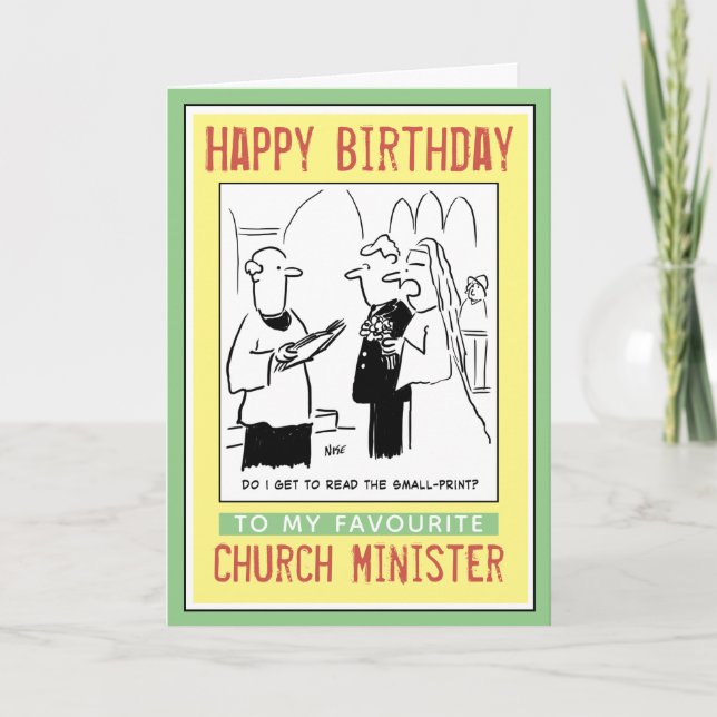 Grattis på födelsedagen till en kyrklig minister e kort (Framsida)