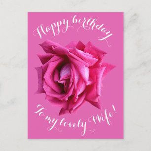 Grattis på födelsedagen till hustru shock rosa blo vykort