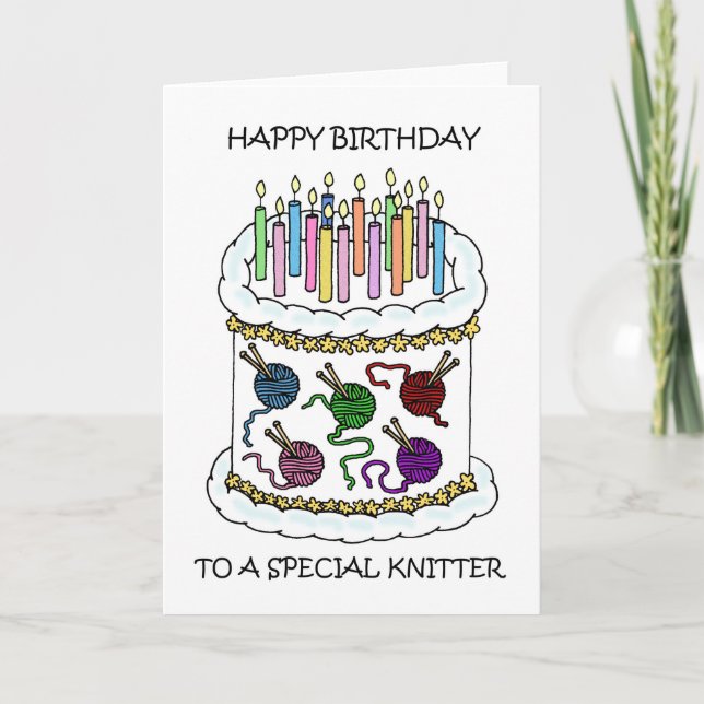 Grattis på födelsedagen till Knitter, kummel och l Kort (Framsida)