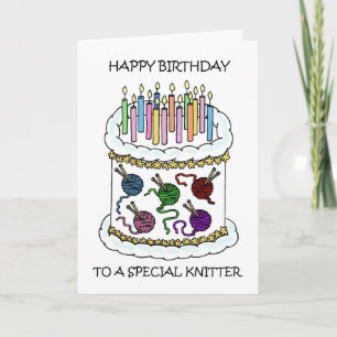 Grattis på födelsedagen till Knitter, kummel och l Kort