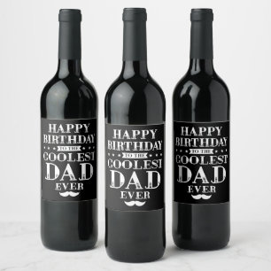 Grattis på födelsedagen till Kol Pappa någonsin Vinflaska Etikett