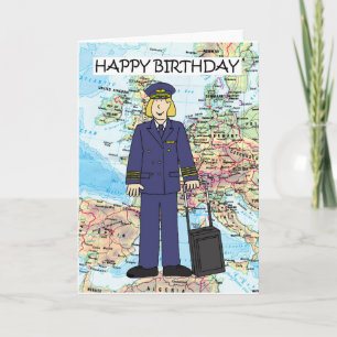 Grattis på födelsedagen till kvinnlig pilot kort